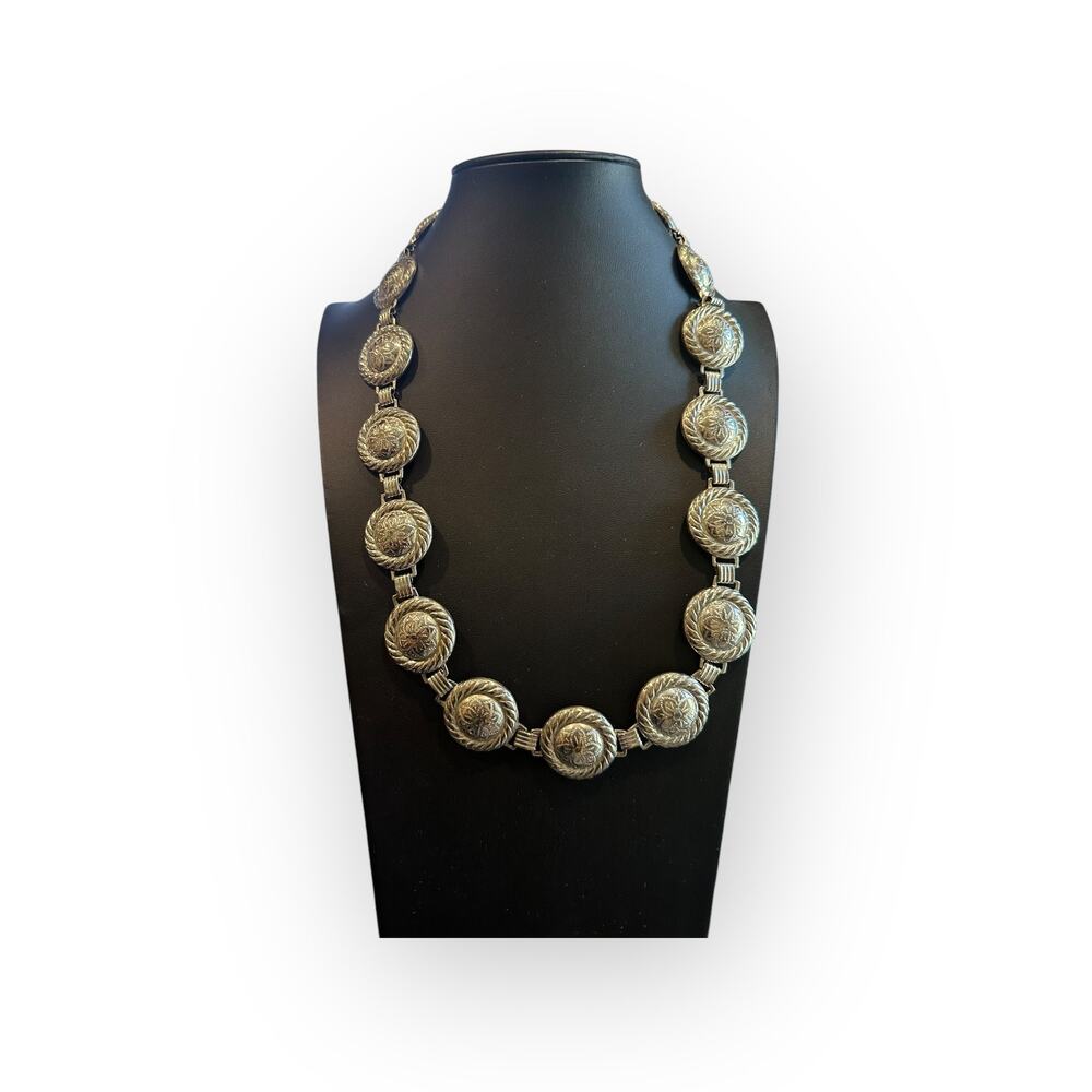 Western Style Embossed Disc Necklace
